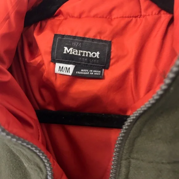 Marmot Banyons Insulated Hoodie Full Zip Army Green Orange Jacket Men's Sz M - Picture 3 of 13